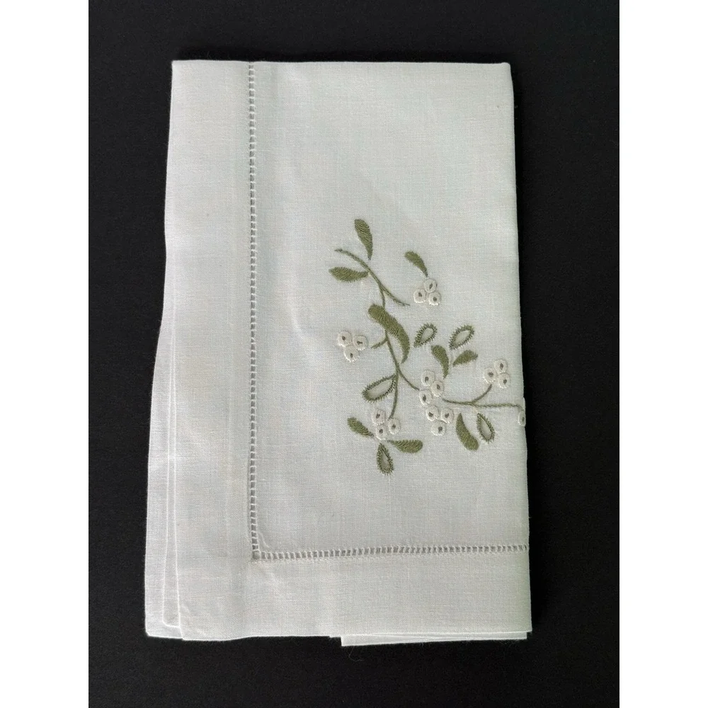 Vtg NEW Belgium Embroidered Linen Set 6 Napkins/39
